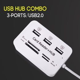 Micro USB Hub Combo 2.0 3 Ports Card Reader High Speed Multi USB Splitter Hub USB Combo All In One for PC Computer Accessories