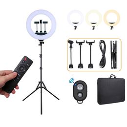 18Inch Live Broadcast Photo Studio Video Lighting LED Ringlight Photography Dimmable Ring Lamp With Tripod for Portrait Makeup Tiktok Video