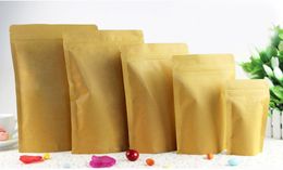 11*18.5+3cm 500pcs Stand Up Aluminium Foil Brown kraft paper bags with Zipper lock for Food/Tea/Nut Resealable Bag