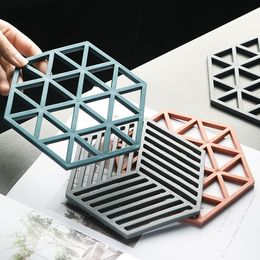 Hexagon Silicone Mat for Bowl Drink Coffee Cup Pad Coasters Placemats Anti-hot Pad Non-slip Dining Table Mats Kitchen Accessories