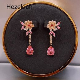 Hezekiah 925 Tremella needle Lady noble Earrings fashion Shiny Rose Tassels diamond Eardrop Luxurious Dance party Free shipping