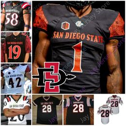 Custom San Diego State Aztecs Football Jersey NCAA College Chance Bell Chase Jasmin Keshawn Banks Rashaad Penny 28 Marshall Faulk Ryan Agnew