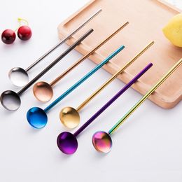 Hot 304 Stainless Steel Straw Spoon Multiuse Drinking Straw Teaspoon Long Handle Coffee Stirring Straw Spoon