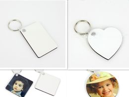 Sublimation Blank Holder Keychain mulit style double side Wooden Pendant with Metal Clip Cords for DIY Party Favor