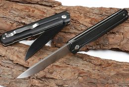 Special Offer Ball Bearing Flipper Folding Knife 8Cr13Mov Black / Stone Wash Drop Point Blade Black G10 + Stainless Steel Sheet Handle