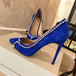 High end quality in 2020 Black Velvet Point-Toe Pumps with Crystal Mix Necklace Detail Dress Shoes Size 35 To 40