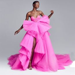 2020 New Arrival Fuschia Sweetheart Ball Gown Prom Dresses Tiered Ruffles Evening Dresses vestidos de fiesta Custom Made