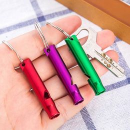 2021 Wholesale Aluminium Alloy Whistle Mini Keyring Keychain Whistle Outdoor Emergency Alarm Survival Sport Camping Hunting Metal Whistles