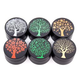 New Colourful 40MM Mini Black Tree Pattern Dry Herb Tobacco Grind Spice Miller Grinder Crusher Grinding Chopped Hand Muller Bong Smoking