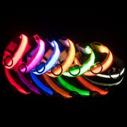 LED Nylon Pet Dog Collar Night Safety LED Light Flashing Glow in the Dark Small Dog Pet Leash Dog Collar Flashing Collar LX2488