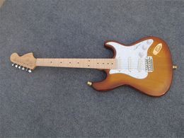 Elm body Electric Guitar with White pearl Pickguard,3S White Pickups,Maple Fingerboard,Gold Hardware, offer customized