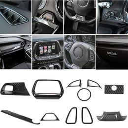 ABS Carbon Fibre Steering Wheel / Central Control Interior Kit Decoration Cover For Chevrolet Camaro 17+