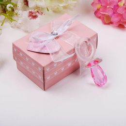 Crystal Baby Shower Favours Newborn Baby Gift set Lover Crystal Pink Pacifier Baby Souvenir wholesale LX2396