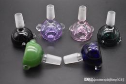 14mm male Colourful Smoking Glass Tobacco bowl smoking Herb Dry Bowl Slide For Glass Bong Pipes