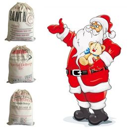 Christmas Gift Bags Large Organic Heavy Canvas Bag Santa Sack Drawstring BagWith Santas Claus Sacks Bagsfor kids
