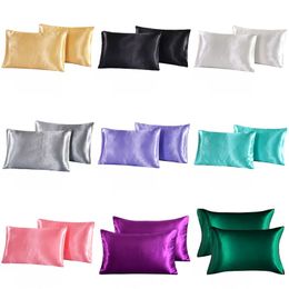 Silk Emulation Satin Pillowcase 20*26 inch Solid Color Pillow Cover Summer Ice Silk Pillow Case Bedding Supplie