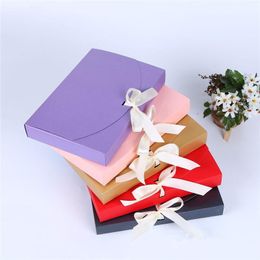 5 Colours Large Gift Box Cosmetic Bottle Scarf clothing Packaging Colour Paper Box with ribbon Underwear packing box