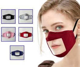 Deaf-mute Transparent Face Mask Washable Reusable Printing Masks Anti Dust Antifog Earloop Clear Designer Mask 8 styles Adults and children