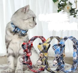 pet outing diagonal mesh dog bow tie collar small and medium pet cat dog bell collars new british plaid pet collars