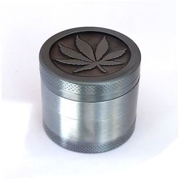 Other Smoking Accessories Top quality Metal Herb Grinder 4 layers Tobacco herbal Grinders Magentic with Pollen Catcher Scraper Gray Color