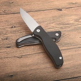 Special Offer Ball Bearing Flipper Folding Knife D2 Satin Drop Point Blade Black G10 + Stainless Steel Sheet Handle EDC Knives