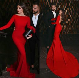 2020 Red Mermaid Wedding Dresses Beteau Sexy Backless Satin Wedding Gown Sweep Train Bridal Gown Vestidos De Novia