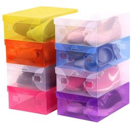 300pcs Transparent Shoebox with Lid Clear Plastic Shoe Clamshell Storage Boxes Bins Boots High Heels Shoes Boxes Home Organizer