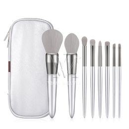 8pcs Silver Set MakeUp Brushes with PU Bag Hot Selling Brush Set Products High Quality Professional Cosmetic Tools