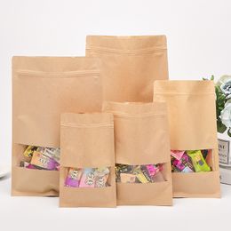100pcs Food packaging bag Kraft paper composite bags self-sealing bag composite flat bottom