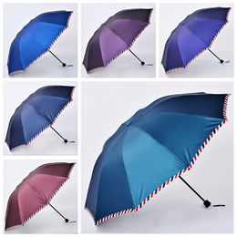 Women Men Sunny Rainy Umbrella UV Protection Windproof Umbrellas Short Handle Straight Solid Color Pongee Umbrella Customized BC BH0999