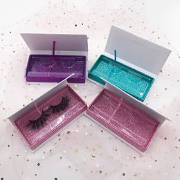 25mm Dramatic 3D Mink Eyelashes with Custom Turquoise Colour Glitter Eyelash Box 100% Real Mink for MakeUp