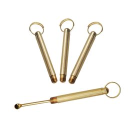 HORNET Gold Brass Snuff Spoon Sniffer Snorter Powder Hoover Hooteer Metal Snuff Tobacco Pipe Shovel Key Chain Pocket Size