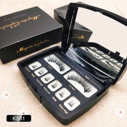 8PCS Magnetic false eyelash Kits Long Lasting False Eyelashes With Mirror Eyelash Extension Makeup Tool J176