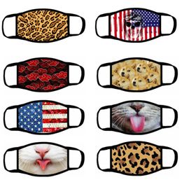 the nation cartoon NZ - 3D Cartoon Leopard Animal Dog Mouth Mask american Nation Flag Hanging Ear Personality Funny Face Mask