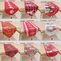 Christmas Table Runner Printed Doily Polyester Cotton Blended Table Mat Christmas Decorations Size About 33*180cm 17 Designs Wholesale BT11