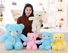 4 Colour 30cm 50cm 80cm LED Colourful Glowing Teddy Bear Giant shell giant teddy toy Valentine's Day holiday gift bear Christmas Plush To