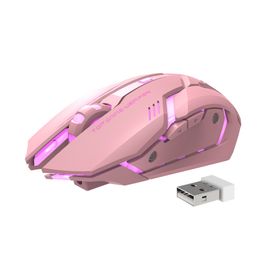 New silent cute glowing pink mouse Wireless charging gaming mouse mechanical mouse Mice 2 Colours shipping free