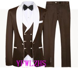 Handsome One Button Groomsmen Shawl Lapel Groom Tuxedos Men Suits Wedding/Prom/Dinner Best Man Blazer(Jacket+Pants+Tie+Vest) W332