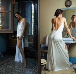 Sexy Bridal Bathrobe Silk Spaghetti Long Lingerie Nightgown Pyjamas Sleepwear Women Side Split Housecoat Nightwear Lounge Wear