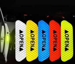 4Pcs/Lot Car Door Open Prompt Anti-Collision Reflective Stickers Tape Conspicuity Safety Caution Warning Sticker for Car Truck Trailer
