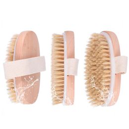 New Dry Skin Body Soft Natural Bristle the Brush Wooden Shower Bristle Brush Body without Handle LX2491