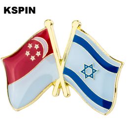 Singapore Israel Friendship Flag Badge Flag Brooch National Flag Lapel Pin International Travel Pins