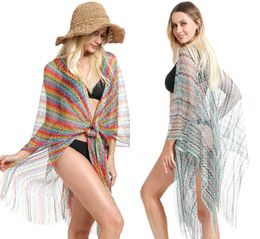 American Ethnic Style Shawl Colourful Slit Beach Towel Fringed Scarf High Quality Cheap Shawls Free Shipping