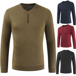 EBAIHUI 2021 Autumn and Winter Man's New V-neck Sweater Knit Sweatshirt 5 Button Sweater Men Men's Casual Slim Hoodies 1808-DL169