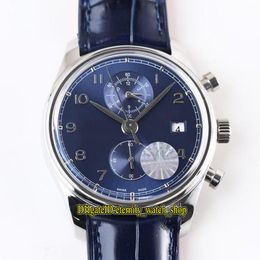 New Top version YLF Portugieser Chronograph Classic 390303 Cal.89361 Automatic 28800 Vph Blue Dial Mens Watch Sapphire Leather Sport Watches