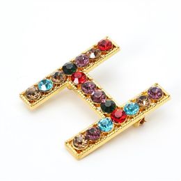 Fashion luxury diy 6 letters assembly sparkling colorful diamonds crystal pin designer brooches for woman ladies