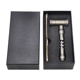 New Aircraft Aluminium Smoking Herb Pipe With Glass Handle 135MM Metal Tobacco Herbal Spoon Pipe Smoke Glass Water Pipes