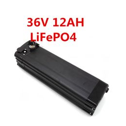 36V 12AH 500W 350W e bike Battery real capacity LiFepo4 cell Silver Fish With 43.8V 2A Charger Top Discharge battery