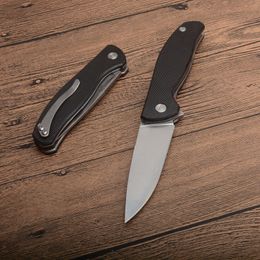 2020 High Quality Ball Bearing Flipper Folding Knife D2 Satin Drop Point Blade Black G10 + Stainless Steel Sheet Handle EDC Knives