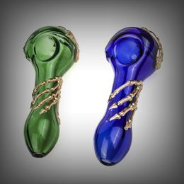 Portable Colorful Hand Terror Bone Pyrex Thick Glass Innovative Design Handmade Handpipe Dry Herb Tobacco Oil Rigs Filter Smoking Bong Tube